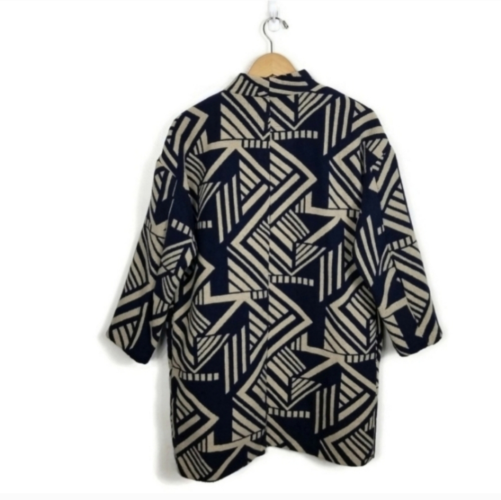 Old Navy Open Front Geometric Patterned Coat Navy… - image 7